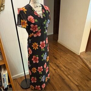 Mary McFadden Vintage Floral Maxi Dress Size 6 Lined